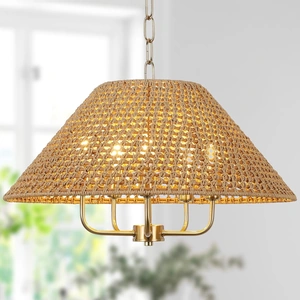 lamqee 22 inches rattan modern farmhouse chandelier.webp